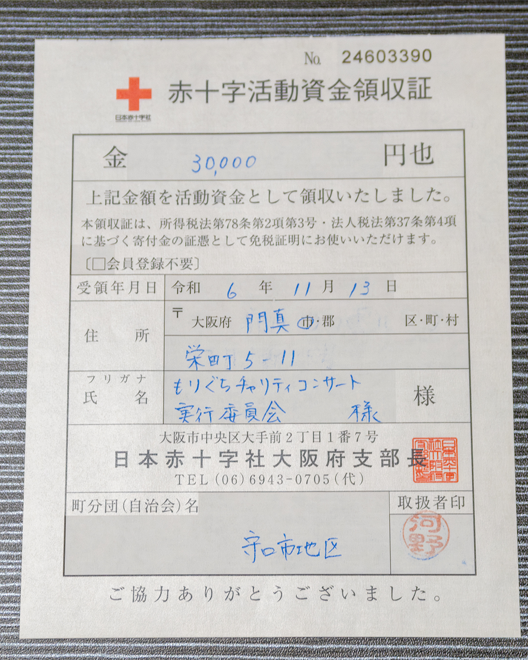 赤十字への寄付